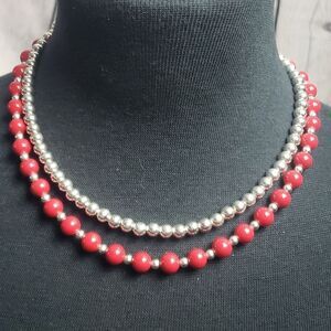 Vintage Red and Silver Necklaces